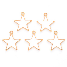 Honeyhandy Alloy Enamel Pendants, Cadmium Free & Lead Free, Light Gold, Star, White, 20x18.5x1mm, Hole: 1.6mm