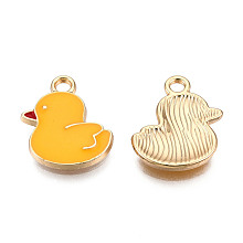 Honeyhandy Alloy Pendants, with Enamel, Cadmium Free & Lead Free, Light Gold, Chick, Gold, 16.5x14x2mm, Hole: 2mm