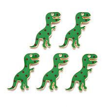 Honeyhandy Alloy Enamel Pendants, Cadmium Free & Lead Free, Dinosaur, Light Gold, Green, 29x21x2mm, Hole: 1.2mm