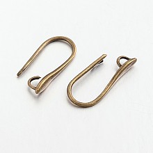 Honeyhandy Brass Earring Hooks for Earring Designs, Ear Wire, with Horizontal Loop, Lead Free & Cadmium Free, Antique Bronze, 20.5x8.5x2.5mm, Hole: 2mm, Pin: 1mm