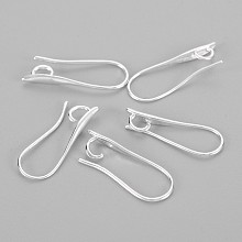 Honeyhandy Brass Earring Hooks for Earring Designs, Lead Free & Cadmium Free, with Horizontal Loop, Silver Color Plated, 20.5x8.5x2.5mm, Hole: 2mm, Pin: 1mm