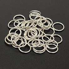 Honeyhandy Brass Round Rings, Soldered Jump Rings, Cadmium Free & Lead Free, Silver Color Plated, 18 Gauge, 10x1mm, Inner Diameter: 8mm, Hole: 8mm