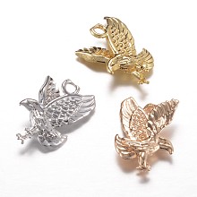 Honeyhandy Long-Lasting Plated Brass Charms, Eagle, Cadmium Free & Lead Free, Mixed Color, 15x11x5mm, Hole: 1.5mm