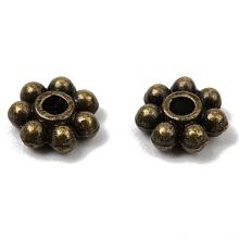 Honeyhandy Tibetan Style Alloy Beads Daisy Spacer Beads, Cadmium Free & Lead Free, Flower, Antique Bronze, 6x2mm, Hole: 1.5mm, about 400pcs/100g