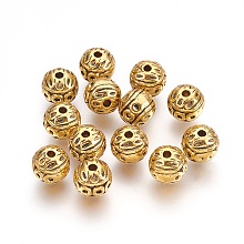 Honeyhandy Alloy Beads, Lead Free & Cadmium Free, Round, Antique Golden, 8mm, Hole: 1mm