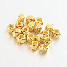 Honeyhandy Polyhedron Alloy Finding Beads, Lead Free & Cadmium Free, Golden, 3x3x3mm, Hole: 1mm