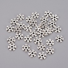 Honeyhandy Alloy Spacer Beads, Flower, Cadmium Free & Lead Free, Antique Silver, 8x8x2mm