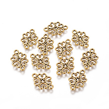 Honeyhandy Tibetan Style Alloy Flower Links connectors, Cadmium Free & Lead Free , Antique Golden, 13x19.5x1mm, Hole: 2mm