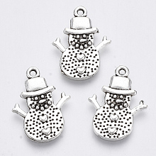 Honeyhandy Tibetan Style Alloy Pendants, Lead Free & Cadmium Free, for Christmas, Snowman , Antique Silver, 20x15x1.5mm, Hole: 1.2mm