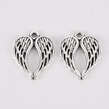 Honeyhandy Tibetan Style Alloy Pendants, Lead Free & Cadmium Free, Wing, Antique Silver, 21.5x17x2mm, Hole: 1.6mm