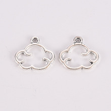 Honeyhandy Tibetan Style Alloy Charms, Lead Free & Cadmium Free, Cloud, Antique Silver, 12.5x14x1mm, Hole: 1.5mm