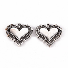 Honeyhandy Tibetan Style Alloy Pendants, Lead Free & Cadmium Free, Heart, Antique Silver, 20x19.5x2mm, Hole: 1.6mm