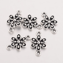 Honeyhandy Tibetan Style Alloy Flower Links connectors, Cadmium Free & Lead Free, Antique Silver, 17.6x10.6x2.5mm, Hole: 1.5mm