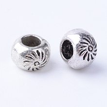 Honeyhandy Tibetan Style Alloy Beads, Rondelle, Cadmium Free & Lead Free, Antique Silver, 7~7.5x5mm, Hole: 3mm