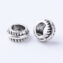 Honeyhandy Tibetan Style Alloy European Beads, Large Hole Beads, Rondelle, Cadmium Free & Lead Free, Antique Silver, 7x3.5mm, Hole: 4mm