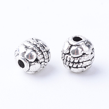 Honeyhandy Tibetan Style Alloy Spacer Beads, Oval, Cadmium Free & Lead Free, Antique Silver, 5~5.5x6mm, Hole: 1mm