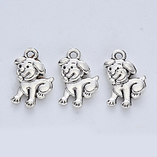 Honeyhandy Tibetan Style Alloy Pendants, Cadmium Free & Lead Free, Dog, Antique Silver, 17x11.5x3mm, Hole: 1.6mm