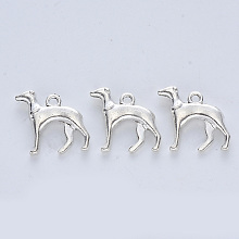 Honeyhandy Tibetan Style Alloy Pendants, Cadmium Free & Lead Free, Dog, Antique Silver, 19x21x4mm, Hole: 2mm