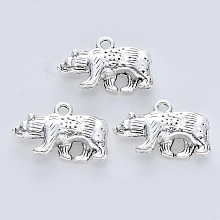 Honeyhandy Tibetan Style Alloy Pendants, Cadmium Free & Lead Free, Bear, Antique Silver, 15x24x5.5mm, Hole: 2mm