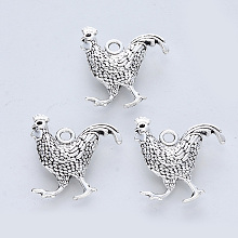 Honeyhandy Tibetan Style Alloy Pendants, Cadmium Free & Lead Free, Chicken, Antique Silver, 20.5x20x5.5mm, Hole: 2mm