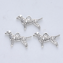 Honeyhandy Tibetan Style Alloy Pendants, Cadmium Free & Nickel Free & Lead Free, Dog, Antique Silver, 14.5x23.5x2.8mm, Hole: 2mm