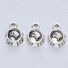 Honeyhandy Tibetan Style Alloy Pendants, Cadmium Free & Lead Free, Dog Bowl, Antique Silver, 15x10.5x3mm, Hole: 1.6mm