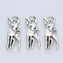 Honeyhandy Tibetan Style Alloy Pendants, Cadmium Free & Lead Free, Sika Deer, Antique Silver, 17.5x7x2mm, Hole: 1.6mm