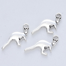 Honeyhandy Tibetan Style Alloy Pendants, Cadmium Free & Lead Free, Kangaroo, Antique Silver, 12x26x2mm, Hole: 2mm