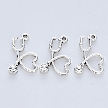 Honeyhandy Tibetan Style Alloy Pendants, Cadmium Free & Lead Free, Stethoscope, Antique Silver, 22x14x3mm, Hole: 1.6mm