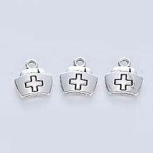 Honeyhandy Tibetan Style Alloy Pendants, Cadmium Free & Lead Free, Nurse Cap, Antique Silver, 13x12x3mm, Hole: 1.8mm