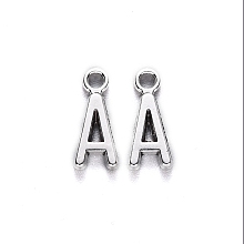 Honeyhandy Tibetan Style Alloy Pendants, Cadmium Free & Lead Free, Letter A, A: 16x7x2mm, Hole: 2mm