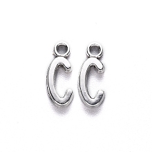 Honeyhandy Tibetan Style Alloy Pendants, Cadmium Free & Lead Free, Letter C, C: 16.5x6.5x2mm, Hole: 2mm