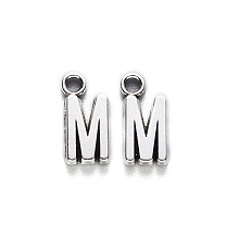 Honeyhandy Tibetan Style Alloy Pendants, Cadmium Free & Lead Free, Letter M, M: 16x8x2mm, Hole: 2mm