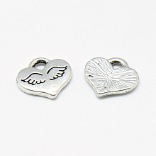 Honeyhandy Tibetan Style Alloy Charms, Heart with Wing, Cadmium Free & Lead Free, Antique Silver, 9.5x10x1.5mm, Hole: 1.5mm