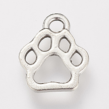 Honeyhandy Tibetan Style Alloy Charms, Dog Paw Prints, Cadmium Free & Lead Free, Antique Silver, 13x11x1.5mm, Hole: 2mm