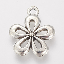 Honeyhandy Tibetan Style Alloy Pendants, Flower, Lead Free & Cadmium Free, Antique Silver, 18x15x2mm, Hole: 2mm