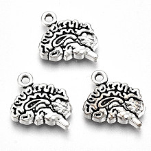 Honeyhandy Tibetan Style Alloy Charms, Lead Free & Cadmium Free, Brain, Antique Silver, 12.5x14x3mm, Hole: 1.5mm