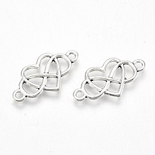 Honeyhandy Tibetan Style Alloy Links/Connector, Lead Free & Cadmium Free, for Valentine's Day, Heart with Infinity, Antique Silver, 12.5x24x2mm, Hole: 1.8mm