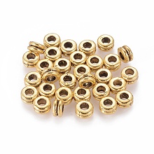 Honeyhandy Tibetan Style Alloy Beads, Ronelle, Cadmium Free & Lead Free, Antique Golden, 5x4mm, Hole: 3mm