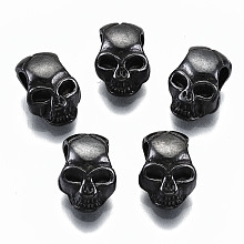 Honeyhandy Alloy European Beads, Cadmium Free & Lead Free, Large Hole Beads, Skull, Gunmetal, 12x8x6mm, Hole: 4mm