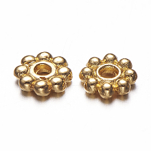 Honeyhandy Alloy Daisy Spacer Beads, Flower, Cadmium Free & Lead Free, Golden, 5x1.5mm, Hole: 1.8mm, about 700pcs/100g