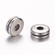 Honeyhandy Tibetan Style Alloy Spacer Beads, Flat Round, Cadmium Free & Lead Free, Antique Silver, 6x2.5mm, Hole: 2mm