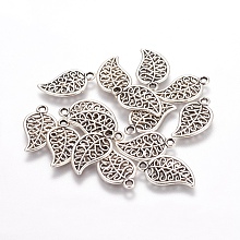 Honeyhandy Tibetan Style Alloy Pendants, Lead Free & Cadmium Free, Leaf, Antique Silver, 18x10x1mm, Hole: 1.5mm