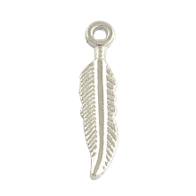 Honeyhandy Tibetan Style Alloy Feather Pendants, Cadmium Free & Lead Free , Antique Silver, 21x4.5x1mm, Hole: 1.5mm