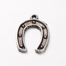 Honeyhandy Tibetan Style Horseshoe Pendants, Cadmium Free & Lead Free , Antique Silver, 15.5x11.5x1mm, Hole: 1mm