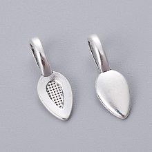 Tibetan Style Alloy Glun-on Flat Pad Bails for Pendants Making, Cadmium Free & Lead Free, Antique Silver, 21x7x6mm, Hole: 6x4mm