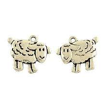 Honeyhandy Tibetan Style Alloy Sheep Pendants, Cadmium Free & Lead Free, Antique Silver, 17x18x3mm, Hole: 2mm