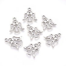 Honeyhandy Tibetan Style Alloy Pendants, Cadmium Free & Lead Free, Angel, Antique Silver, 20x16.5x1mm, Hole: 2mm