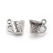 Honeyhandy Tibetan Style Alloy Drink Charms, Lead Free & Cadmium Free, Cup, Antique Silver, 13.5x14.5x4mm, Hole: 2mm