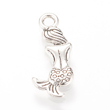 Honeyhandy Tibetan Style Alloy Pendants, Mermaid, Cadmium Free & Lead Free, Antique Silver, 20x8.5x2mm, Hole: 2mm